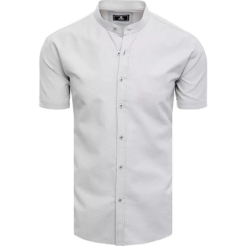 BASIC Světle šedá košile s krátkým rukávem KX0999