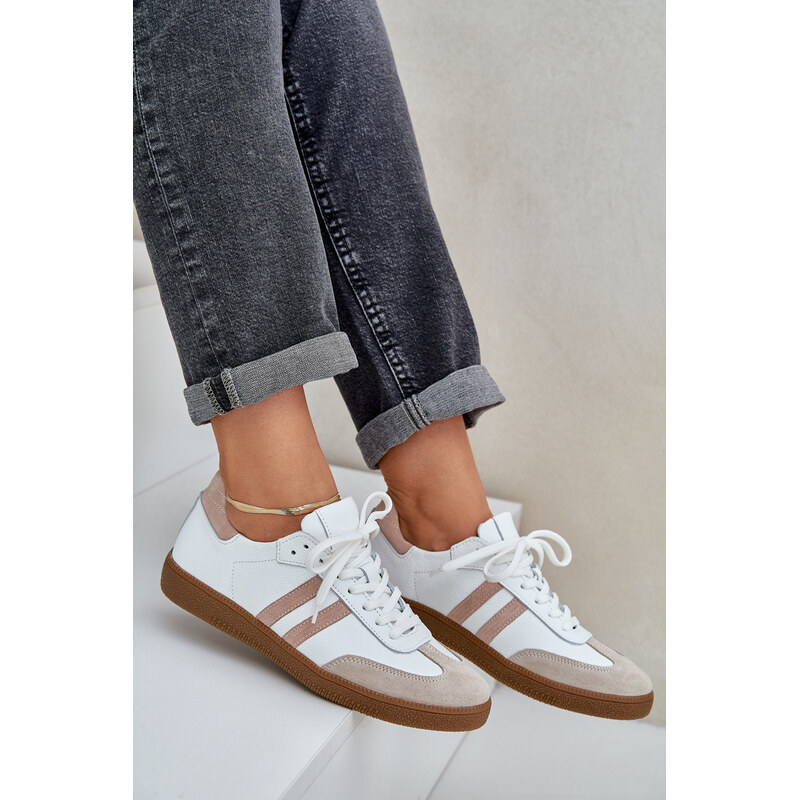 Zazoo N1068 Kožené Nízké Sneakersy Dámské Béžové 106991957