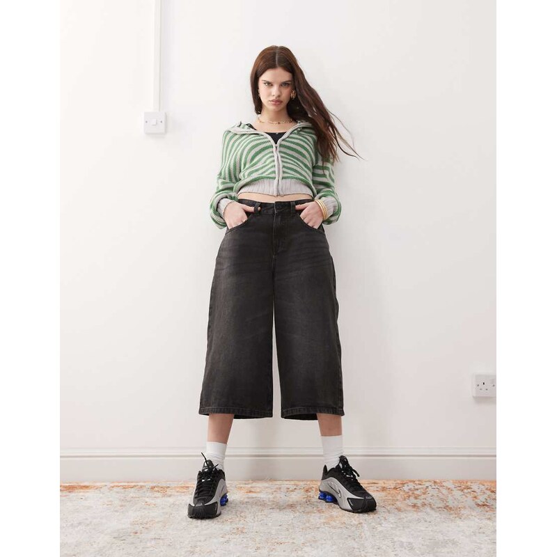 Noisy May denim culottes in washed black 104394976