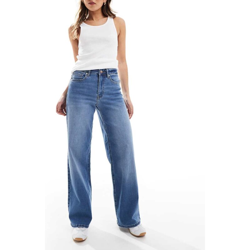 ONLY Madison high waist wide leg jeans in mid blue