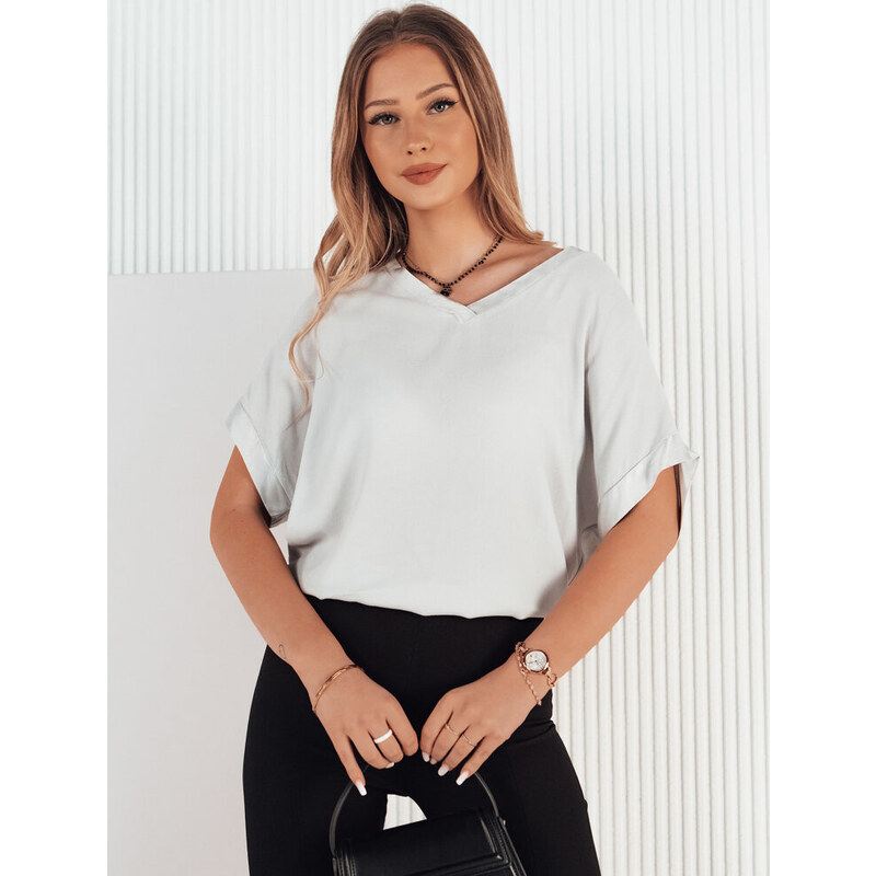 BASIC Světle šedé elegantní oversize tričko MAUD Šedá