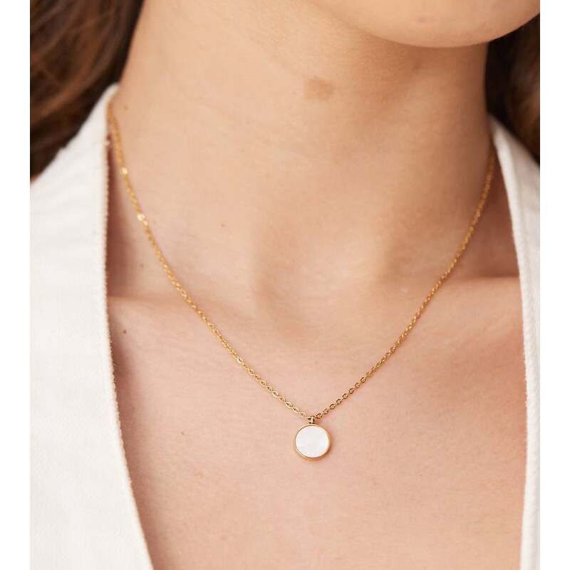 Lost Souls stainless steel 18ct gold plated pearl effect pendant