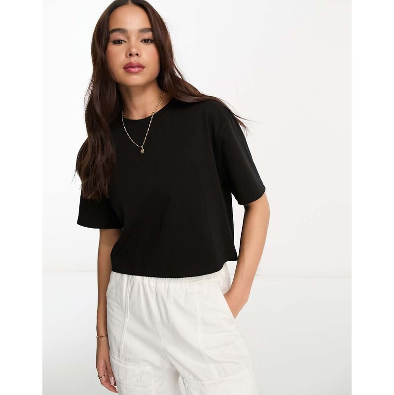 Stradivarius premium oversized tee in black