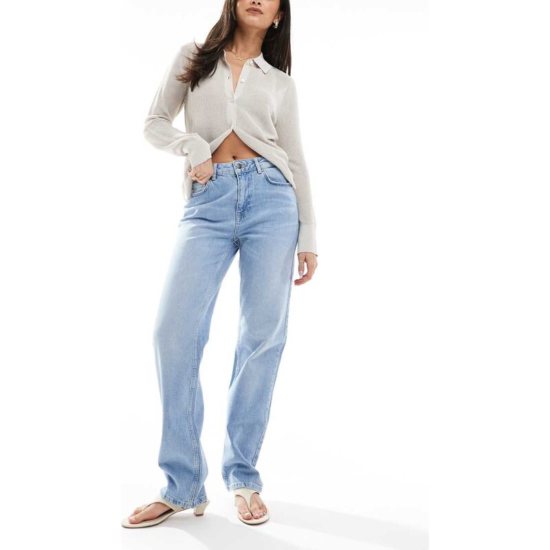 Object Ellen straight leg jeans in light blue denim 104372860
