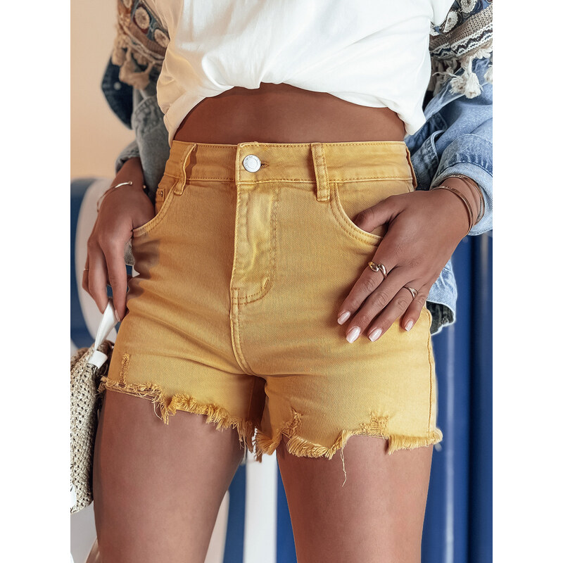 BASIC Žluté roztřepené džínové kraťasy SUNYLOOK Žlutá 92702479