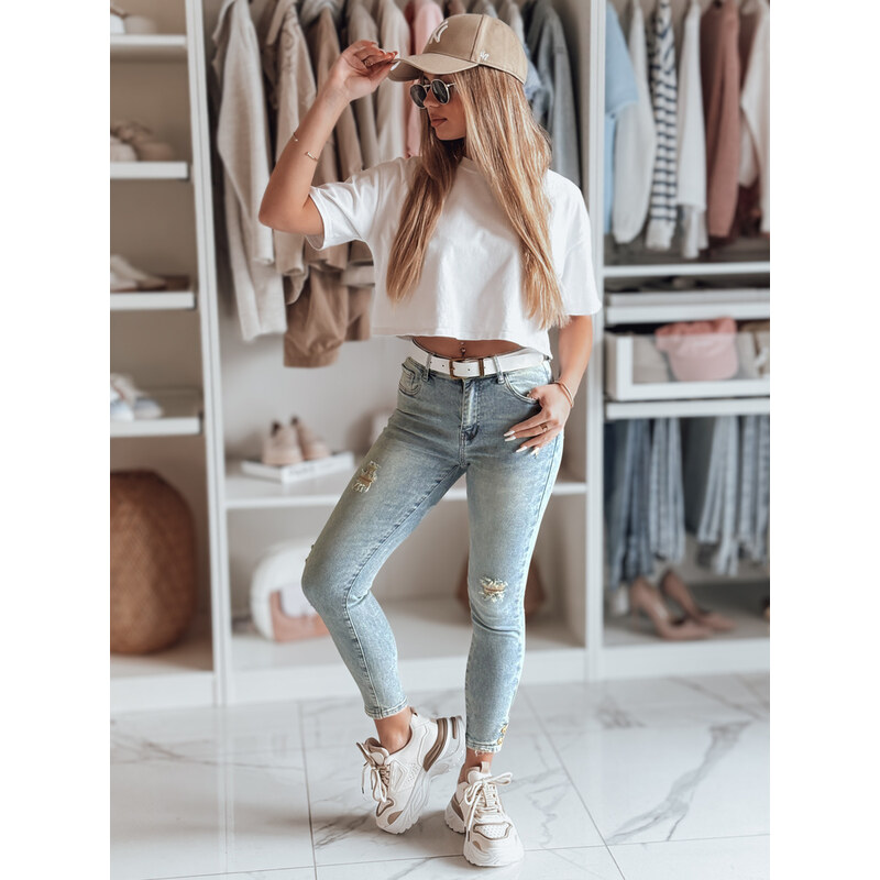BASIC Světle modré dámské skinny džíny s oděrkami ICONON UY2465