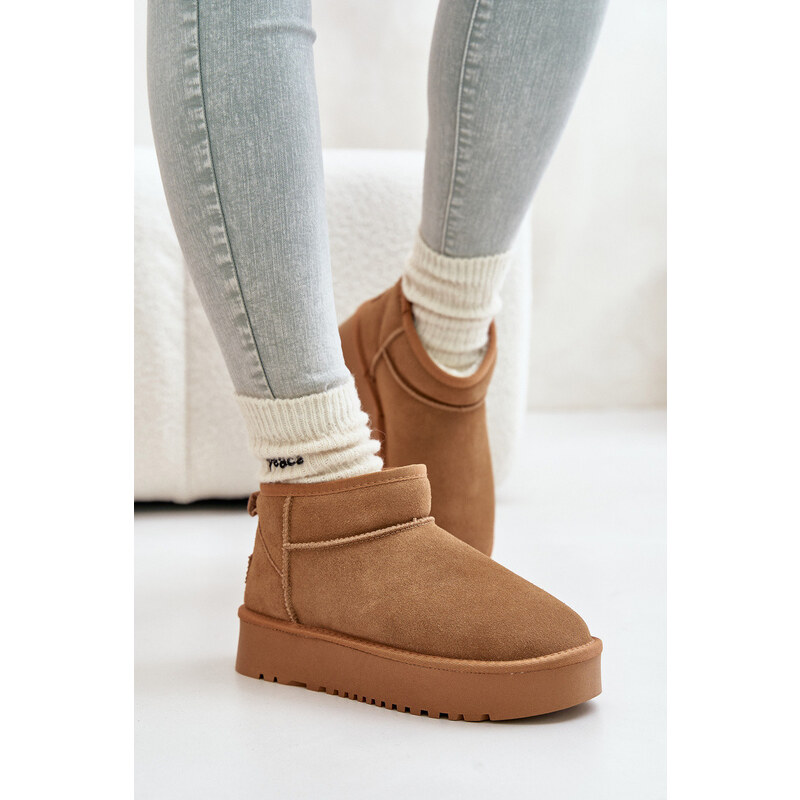 Dámské Velurové Sněhule Na Platformě Camel model 21670462 - Boto