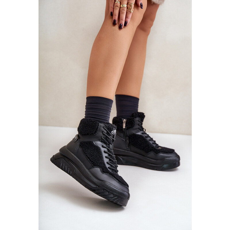Dámské sneakersy na platformě s kožíškem typu beránek Lee Cooper LCJ 109813441