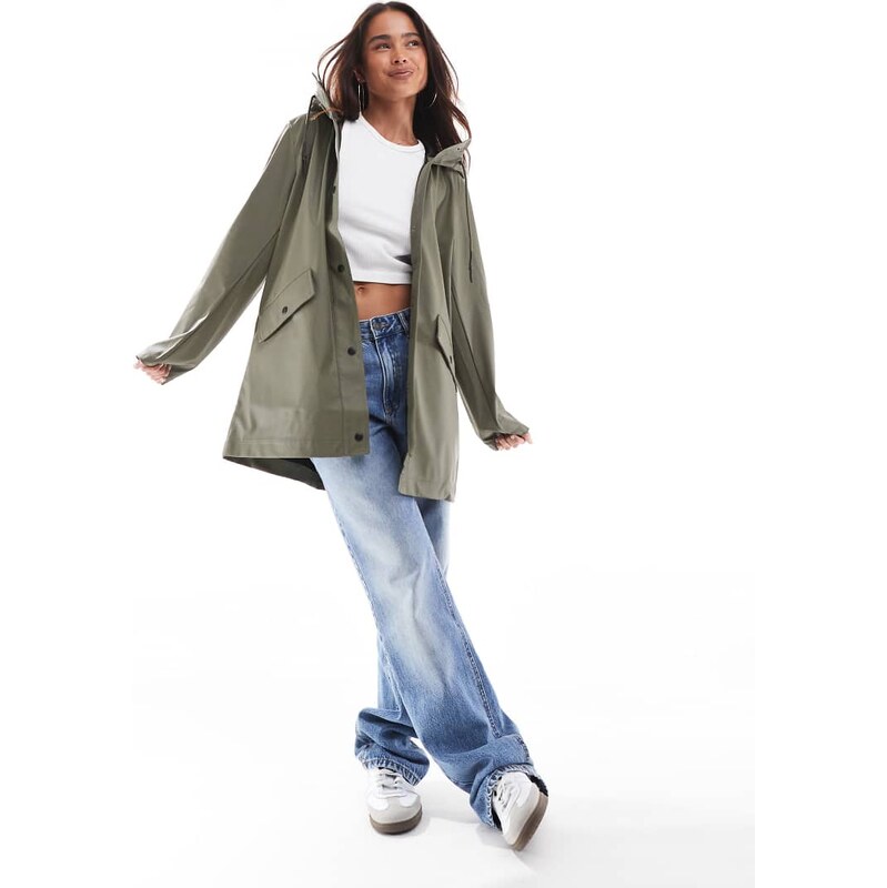 ONLY hooded raincoat in khaki-Green 104372682