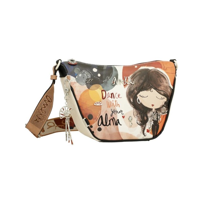 Oválná crossbody kabelka z kolekce Alma Anekke 40703-492 hnědá 104377044