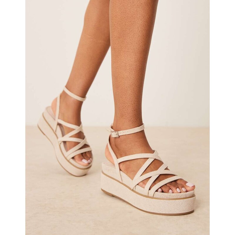 ASOS DESIGN Taurus 2 strappy flatform sandals in natural-Neutral 106068729