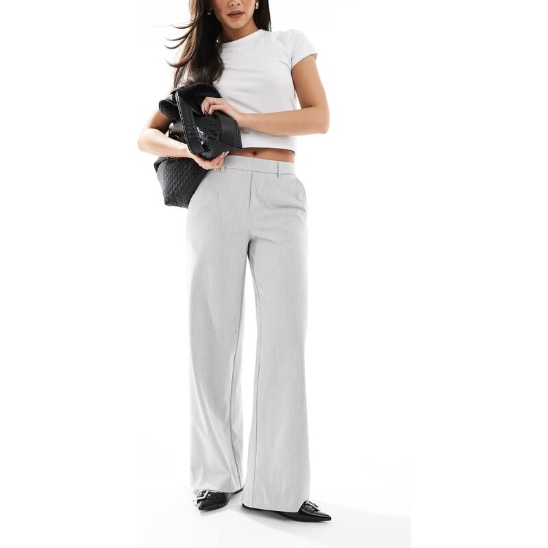 Object wide leg tailored trousers in light grey melange 104386013