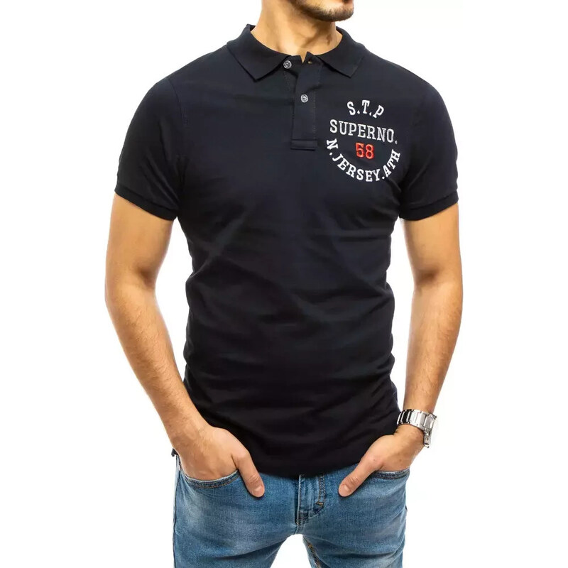 BASIC Tmavě modrá polokošile s výšivkou