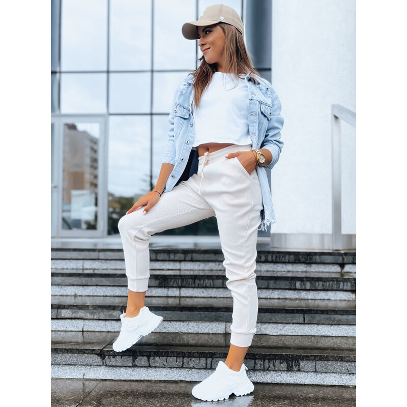 BASIC Světle béžové dámské tepláky MARIE Smetanová 84978821
