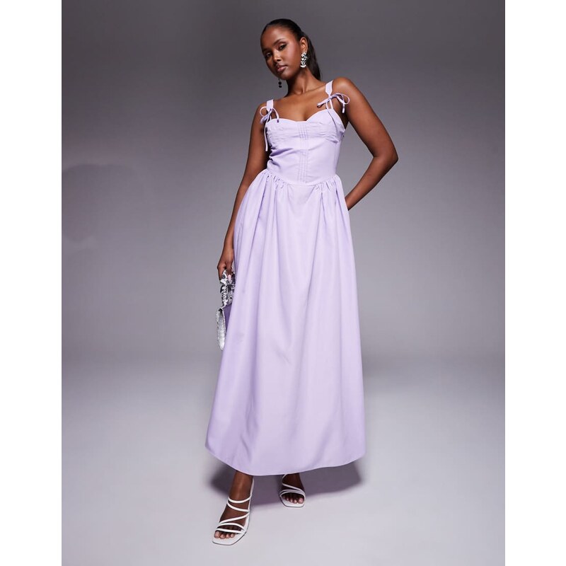 Kaiia exclusive cotton rich poplin corset tie strap detail gathered 104620069