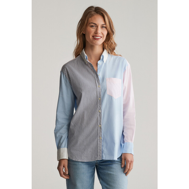 KOŠILE GANT REL PATCHWORK BD SHIRT MUTED BLUE