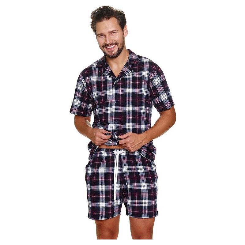 DN Nightwear Propínací pánské pyžamo Dylan s káro vzorem