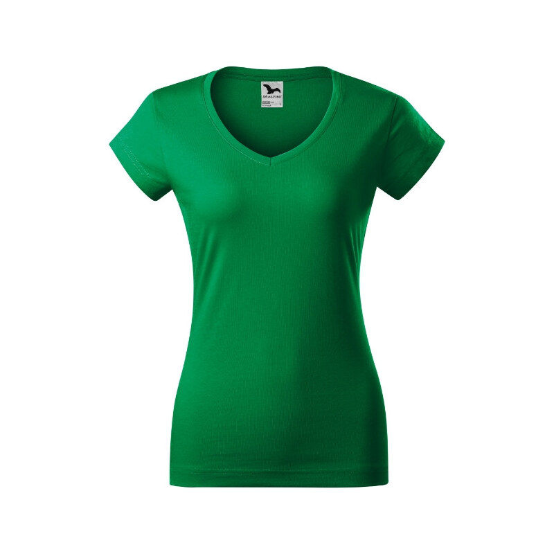 MALFINI, a.s. Fit V-neck tričko dámské středně zelená