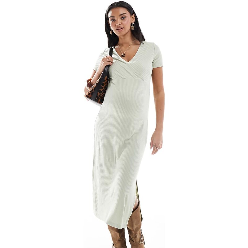 Mama.licious Mamalicious Maternity short sleeved ribbed jersey maxi 115510326