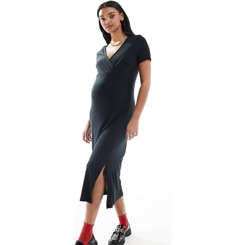 Mama.licious Mamalicious Maternity short sleeved ribbed jersey maxi 111138437