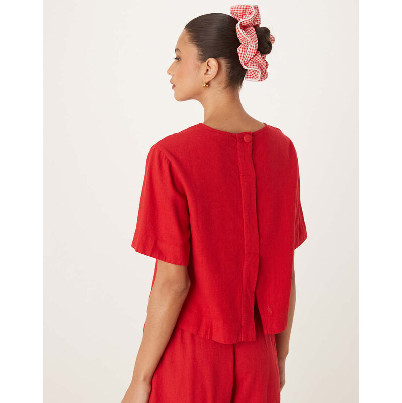 Nobodys Child Billy linen top co-ord in red 115718670