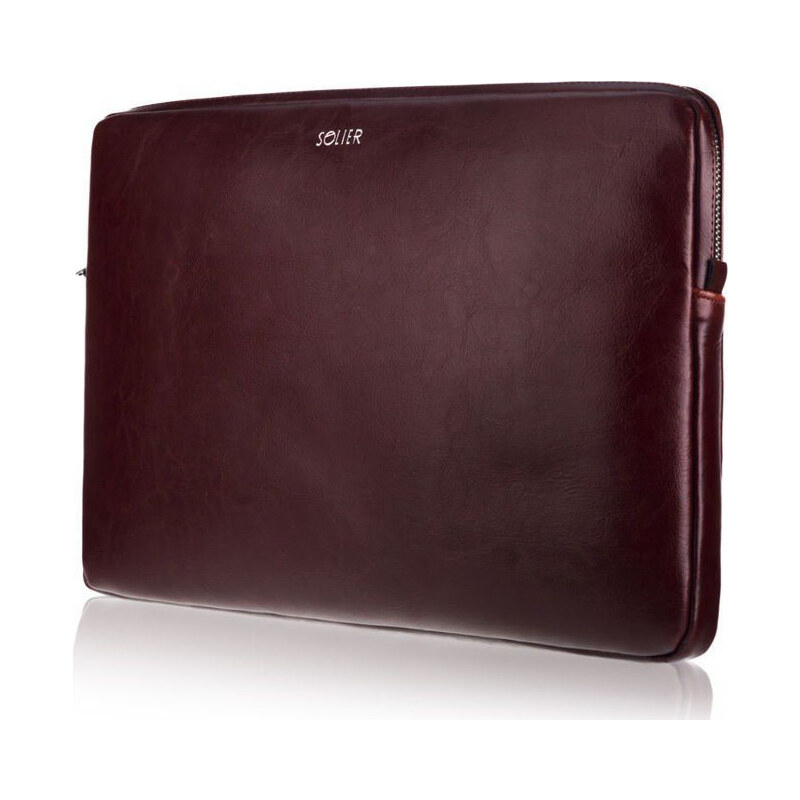 SOLIER Kožené vínové pouzdro pro notebook 15 Vínová 85873900