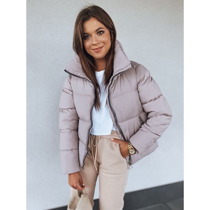 BASIC Světle béžová zimní bunda s límcem BUENO Světle růžová 74564825