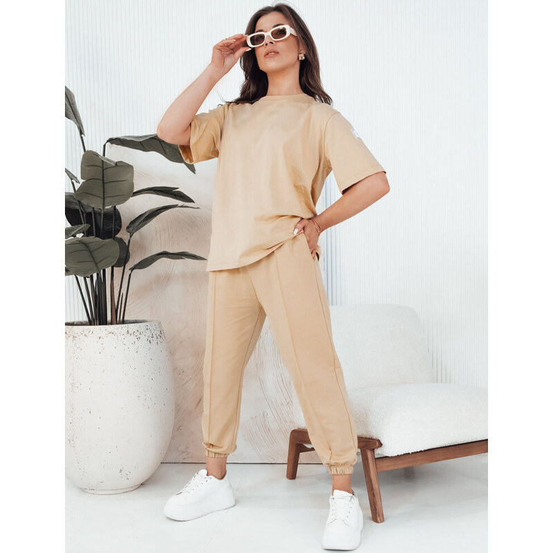 BASIC Béžová souprava trička a tepláků RIZNA 92076378