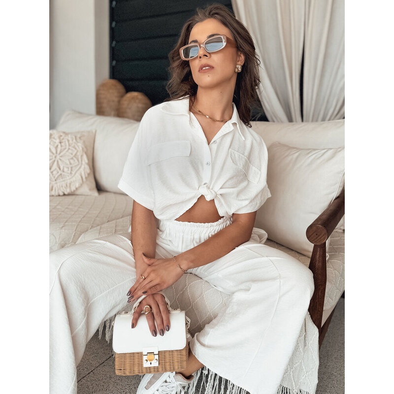 BASIC Bílá crop košile GRITAN DY0429