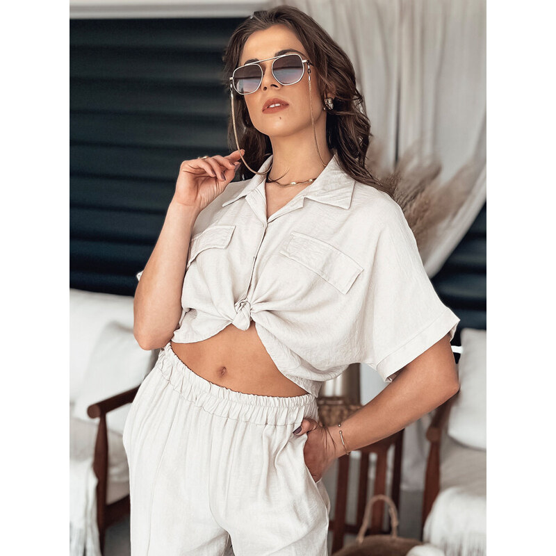 BASIC Smetanová crop košile GRITAN DY0431