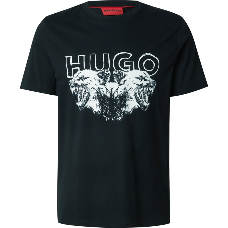 HUGO Tričko Durro černá / bílá