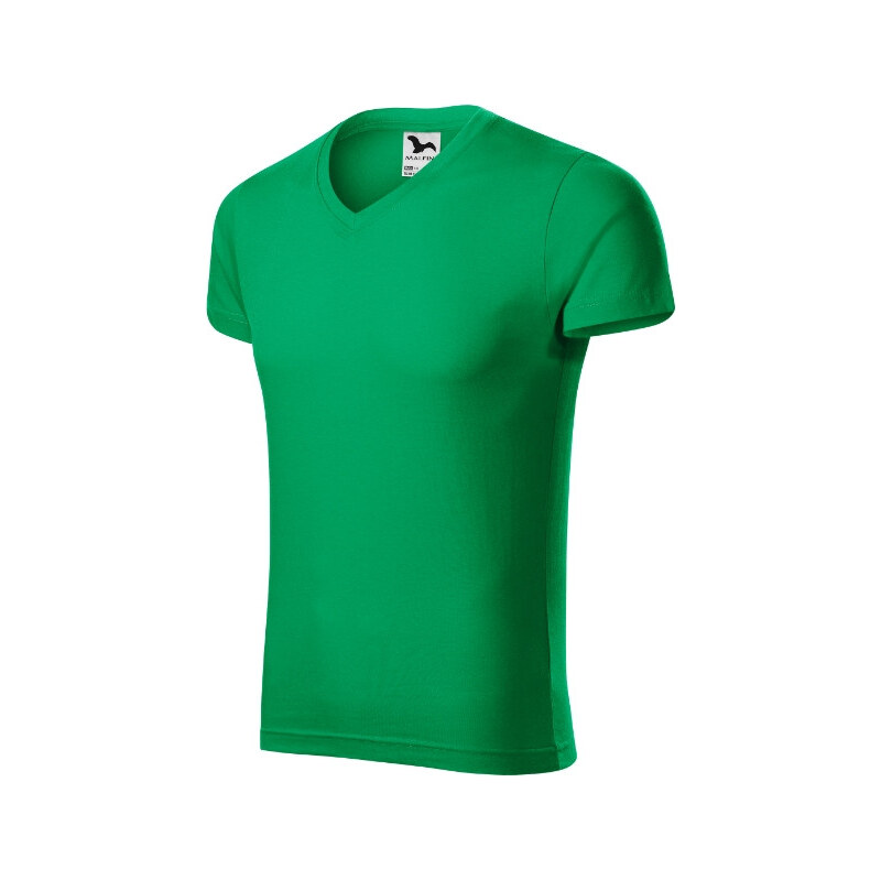 MALFINI, a.s. Slim Fit V-neck tričko pánské středně zelená