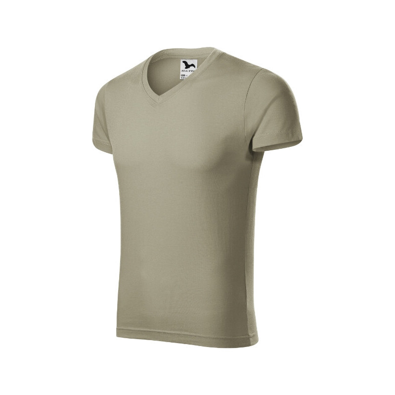 MALFINI, a.s. Slim Fit V-neck tričko pánské světlá khaki