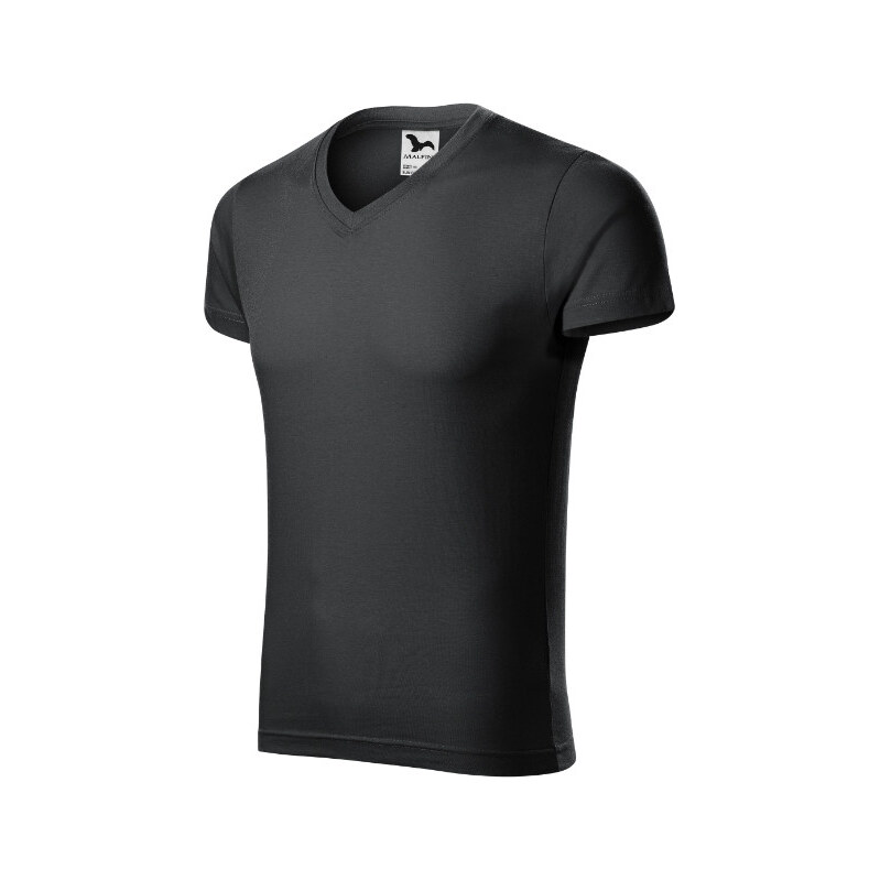 MALFINI, a.s. Slim Fit V-neck tričko pánské ebony gray