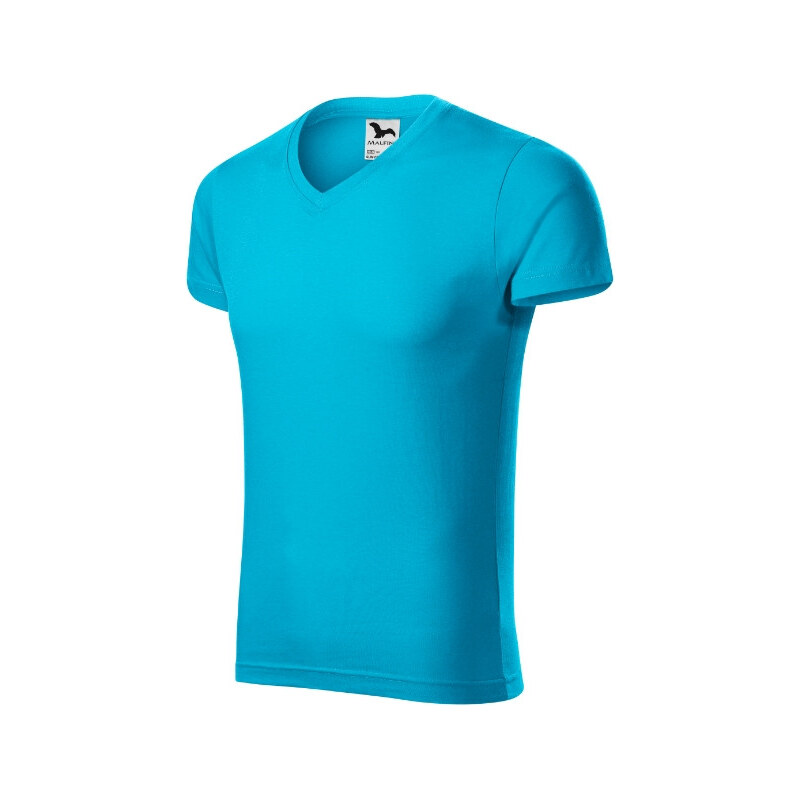 MALFINI, a.s. Slim Fit V-neck tričko pánské tyrkysová