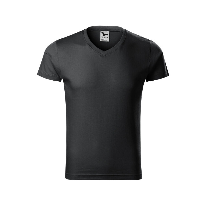 MALFINI, a.s. Slim Fit V-neck tričko pánské ebony gray