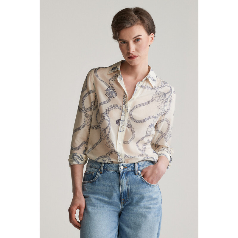 KOŠILE GANT REG SAILING PRINT COT SILK SHIRT CREAM