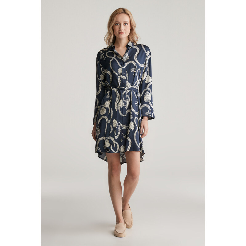ŠATY GANT REL SAILING PRINT SHIRT DRESS EVENING BLUE 104417994