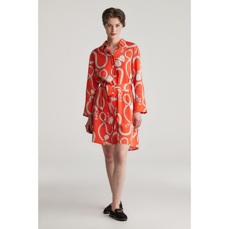 ŠATY GANT REL SAILING PRINT SHIRT DRESS ORANGE RED 104417995