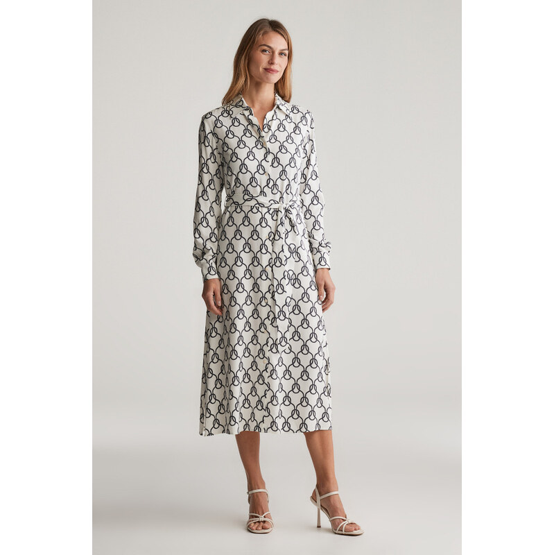 ŠATY GANT SLIM ROPE PRINT SHIRT DRESS CREAM 104417996