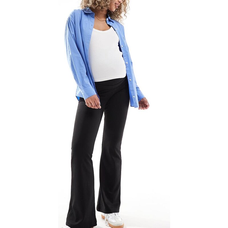 ONLY Maternity stretchy flare trousers in black - BLACK 91885878