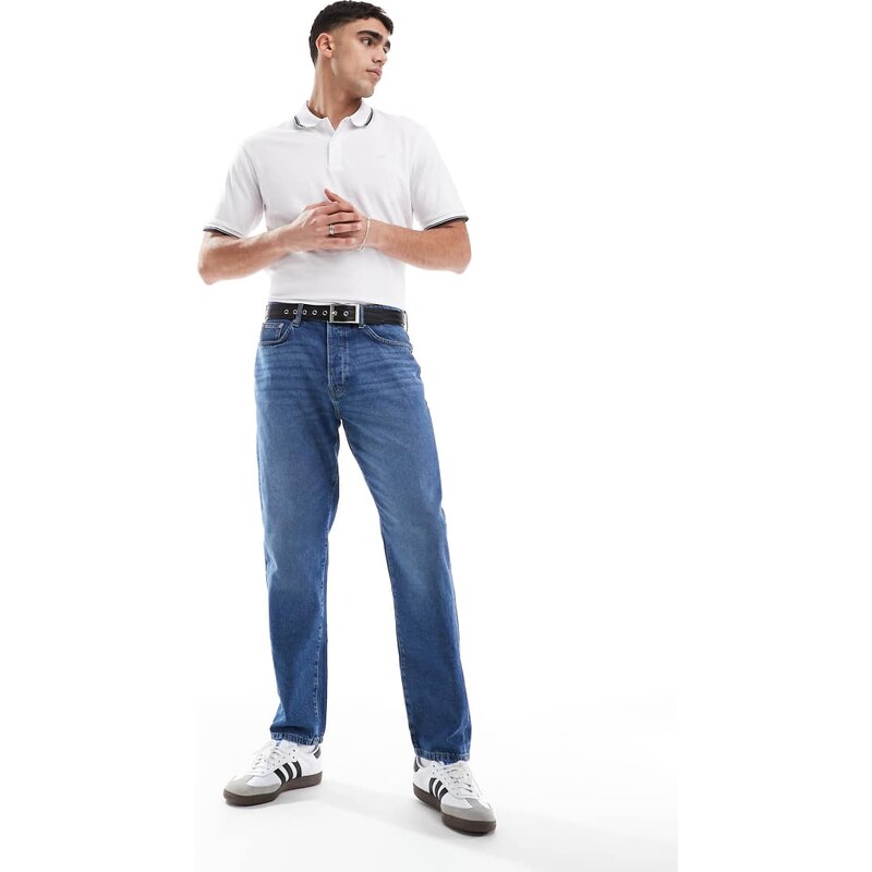 JJ Rebel tipped pique polo in white