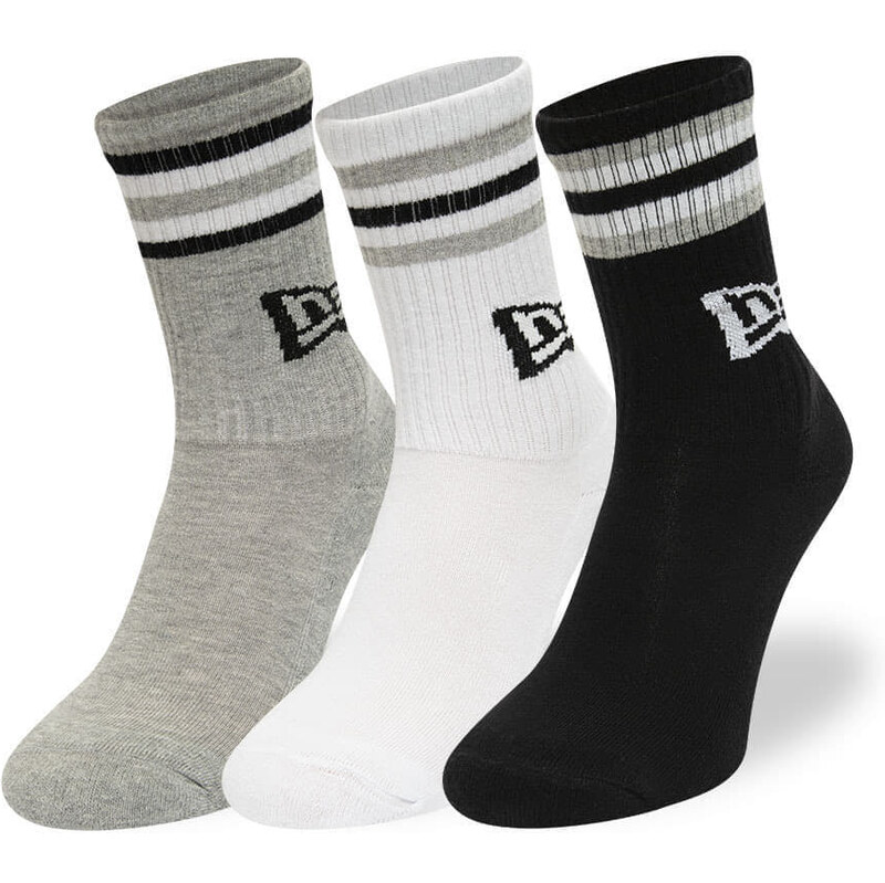 Ponožky New Era Retro Stripe Crew 3-Pack Black/ White/ Gray