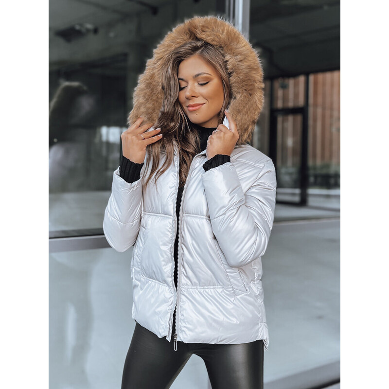 BASIC Světle šedá lesklá zimní bunda SPARKLE 86769297