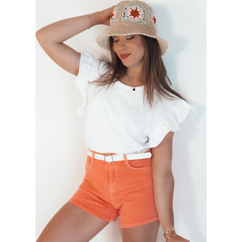 BASIC Oranžové džínové kraťasy GLAMWEAR SY0358