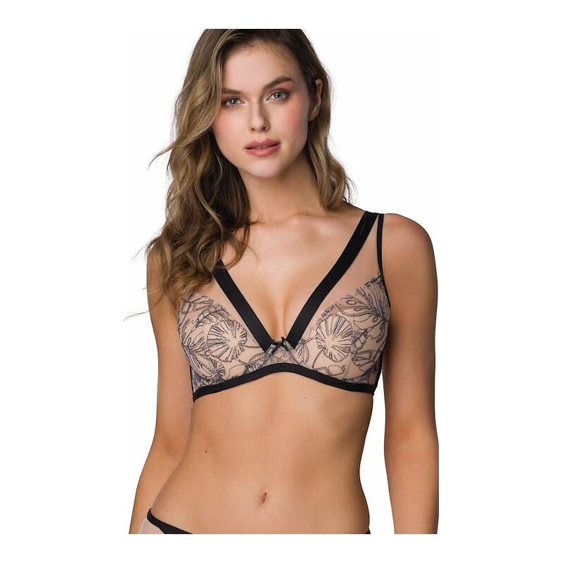MAT LINGERIE Béžovo-černá vzorovaná push-up braletka Mat Béžová 104463089