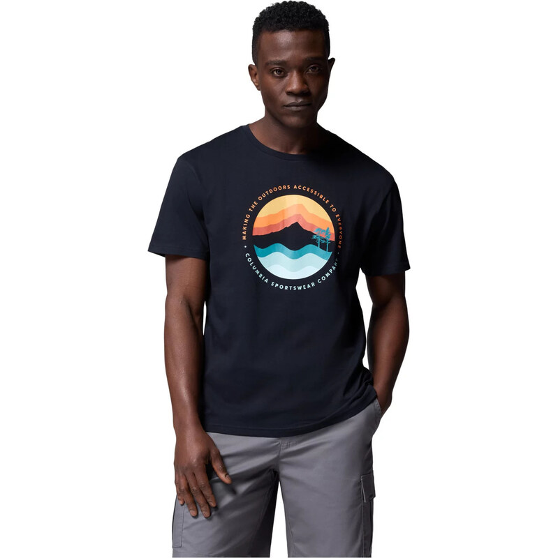 Černé pánské tričko s potiskem Columbia Path Lake II Graphic Tee