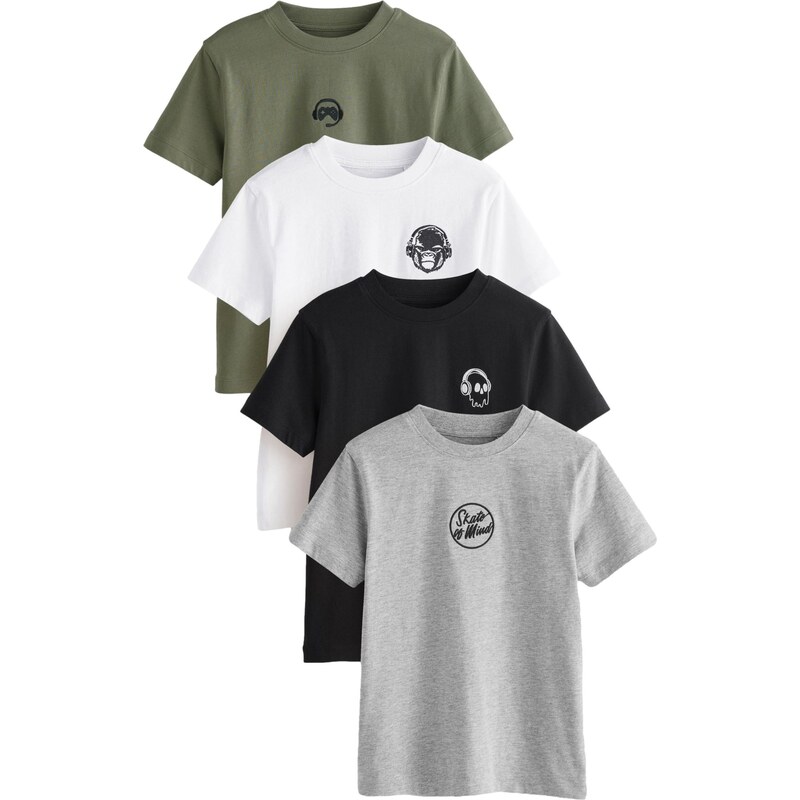 Next Tričko šedá / khaki / černá / bílá