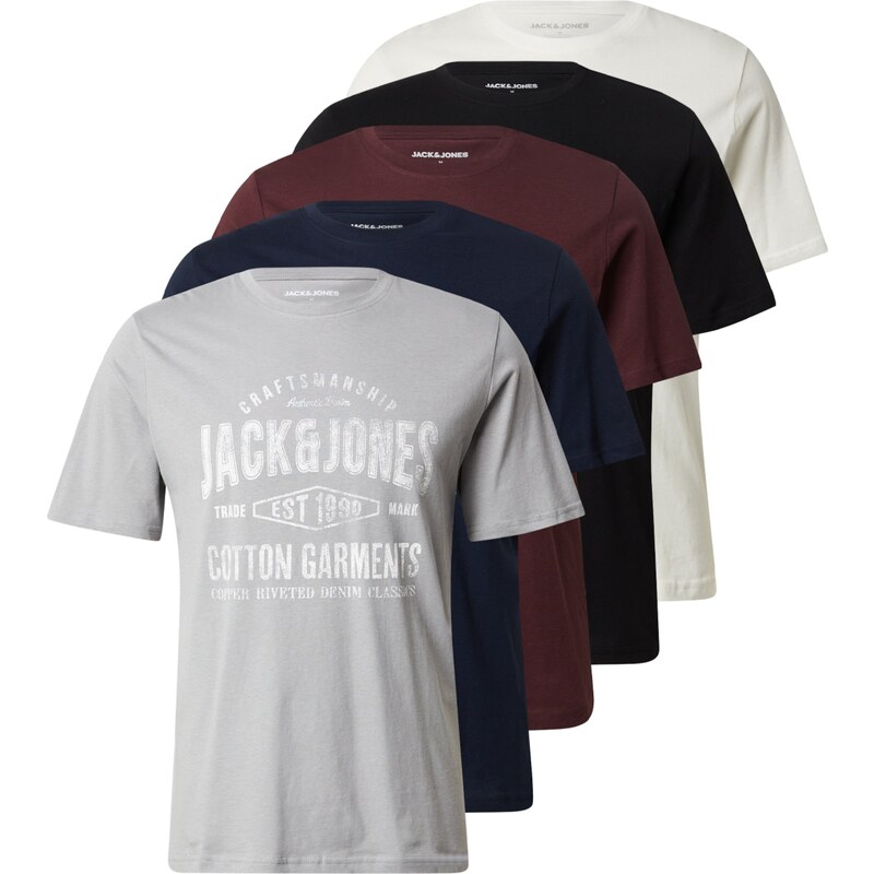 JACK & JONES Tričko JJSimon námořnická modř / šedá / bordó /