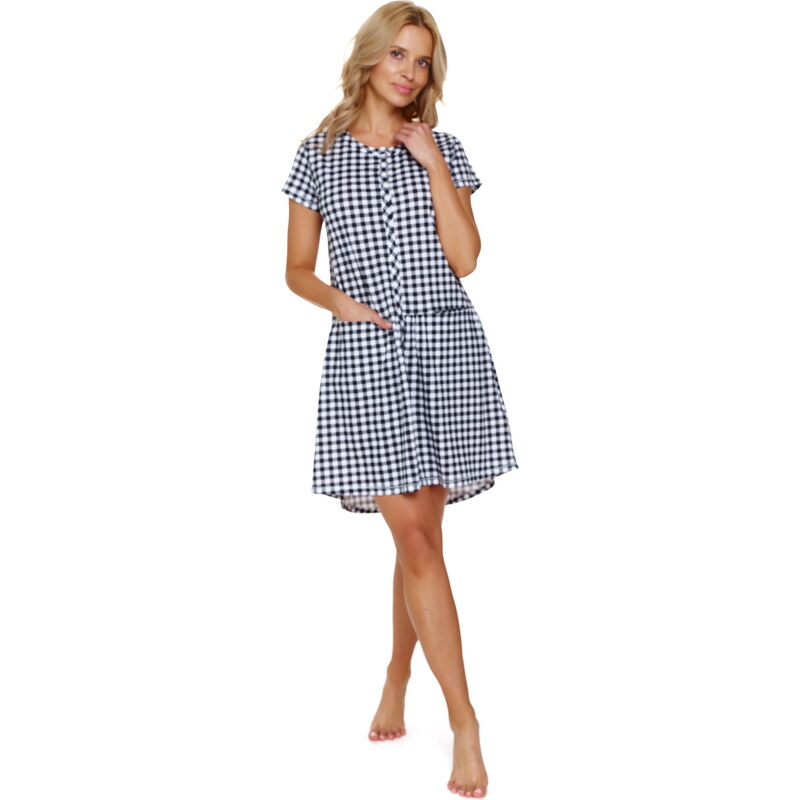 Noční košile DOCTOR NAP TCB.9444 BLACK CHECK